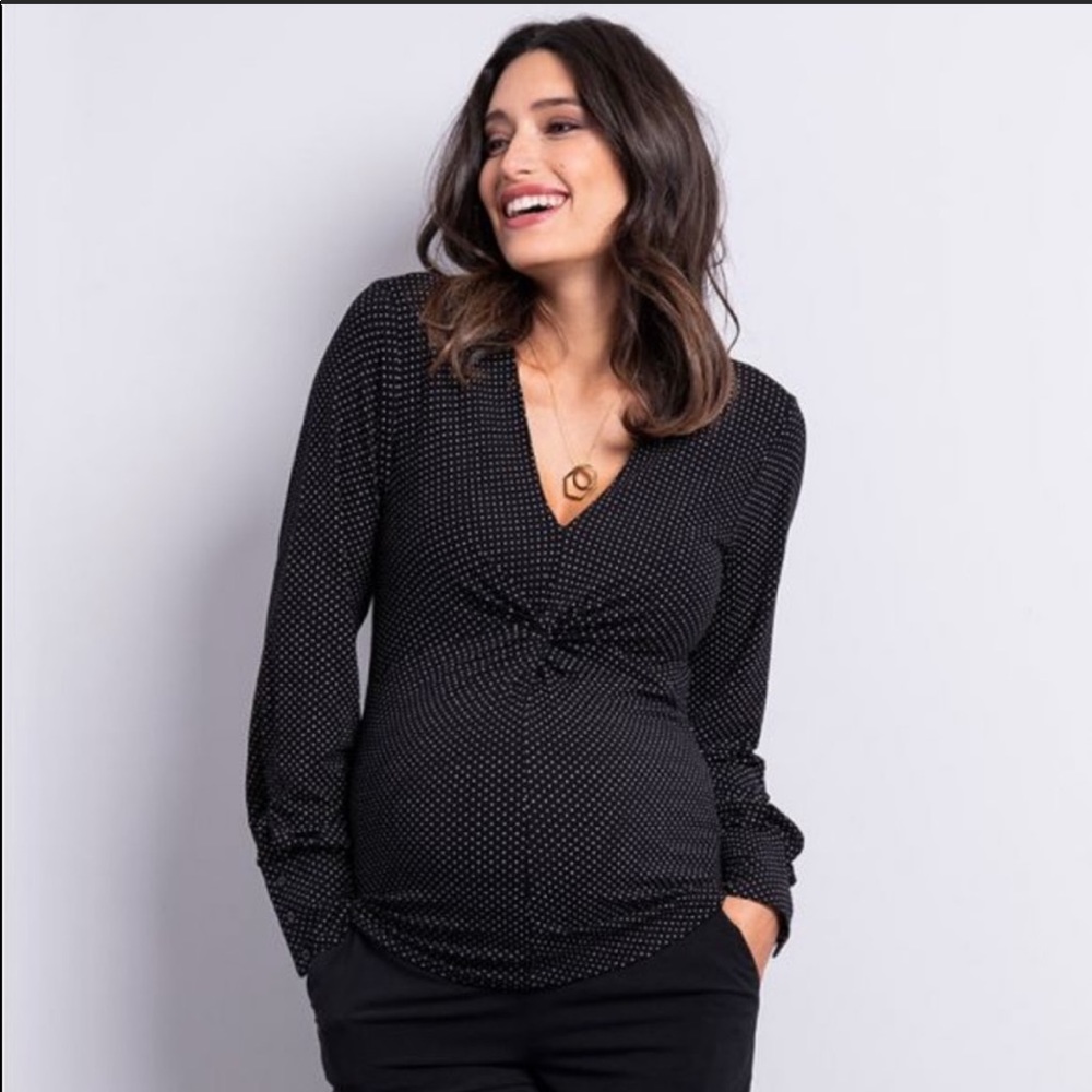 Seraphine Black Polka Dot Maternity Blouse
